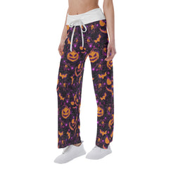 Purple Dark Halloween Women's High-waisted Wide Leg Pants | Wonder Skull