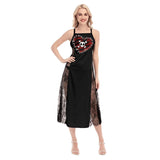 Hot Sewed Skull Heart Lace Cami Cross Back Women Dress - Wonder Skull