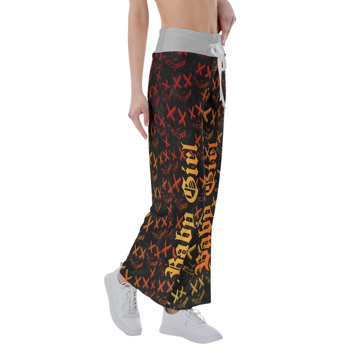 Baby Girl Face Smile Pattern High-waisted Straight-leg Trousers - Wonder Skull