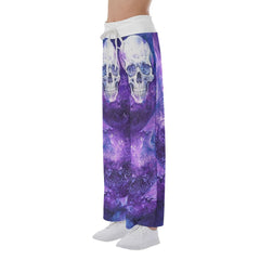 Purple Ornament Skull High-waisted Wide Leg Pants - Wonder Skull