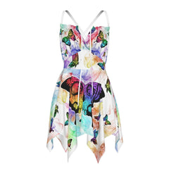 Skull Butterfly Pattern All-Over Print Women's Slip Dress - Wonder Skull