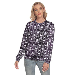 Gothic Web Skull Slim Round Neck Sweatshirt - Wonder Skull