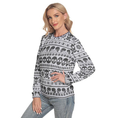 Gray Pattern Skull Ugly Slim Round Neck Sweatshirt - Wonder Skull