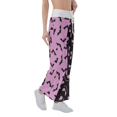 Black Pink Halloween Skull Nightmare Women's High-waisted Wide Leg Pants | Wonder Skull