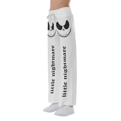 White Skull Nightmare High-waisted Wide Leg Pants - Wonder Skull