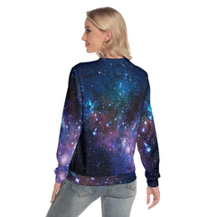 Galaxy Butterfly Skull Slim Round Neck Sweatshirt - Wonder Skull