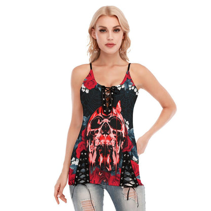 Skull Butterfly Gothic Eyelet Lace-up Letter Dress - Wonder Skull