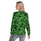 Illusion Green Skulls Slim Round Neck Sweatshirt - Wonder Skull