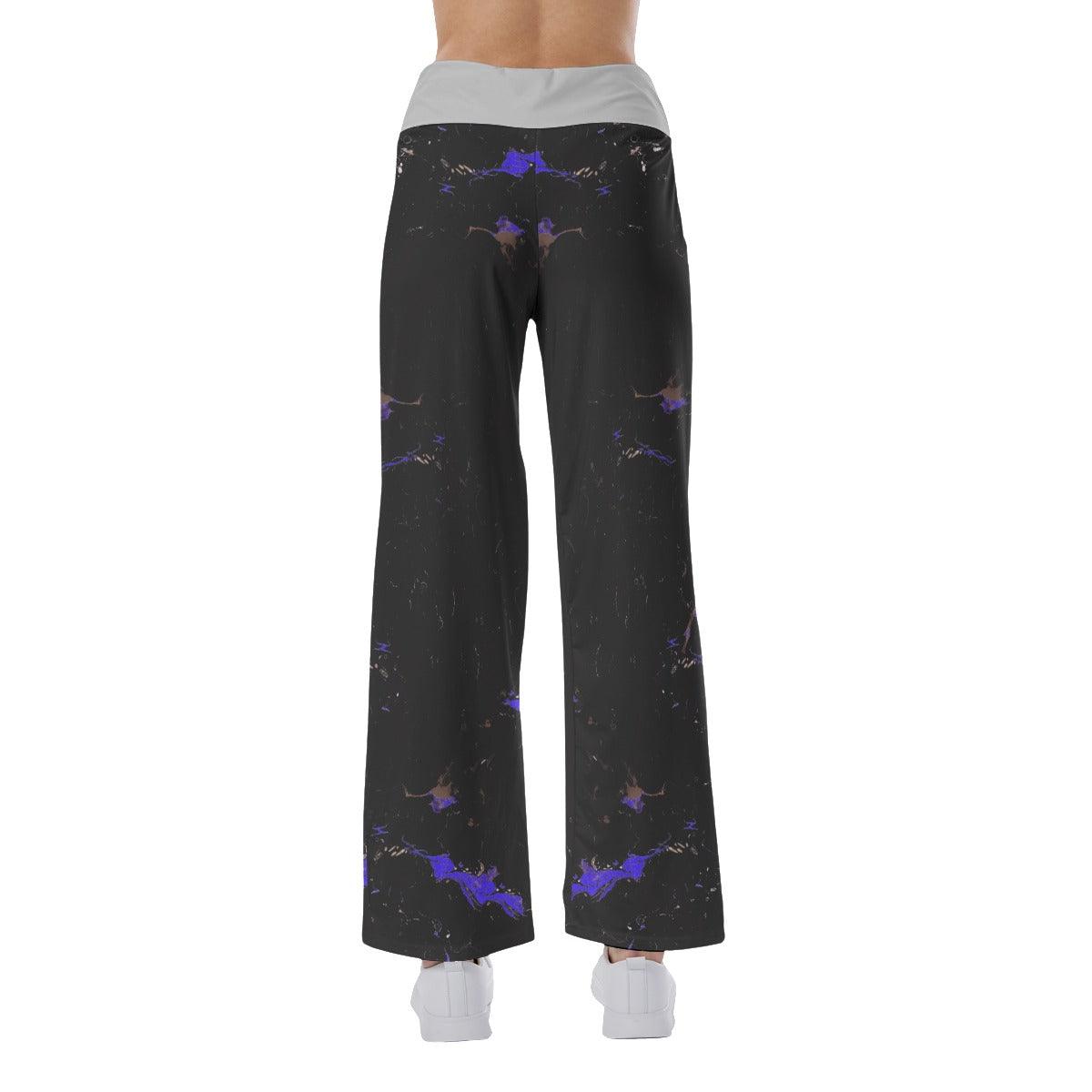 Baby Girl Blue Skull Smile High-waisted Straight-leg Trousers - Wonder Skull