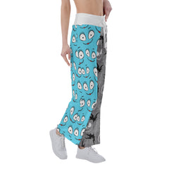 Blue Grey Nightmare Bat Women's High-waisted Wide Leg Pants | Wonder Skull