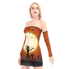 Halloween The Walking Dead Off-shoulder Back Lace-up Dress - Wonder Skull