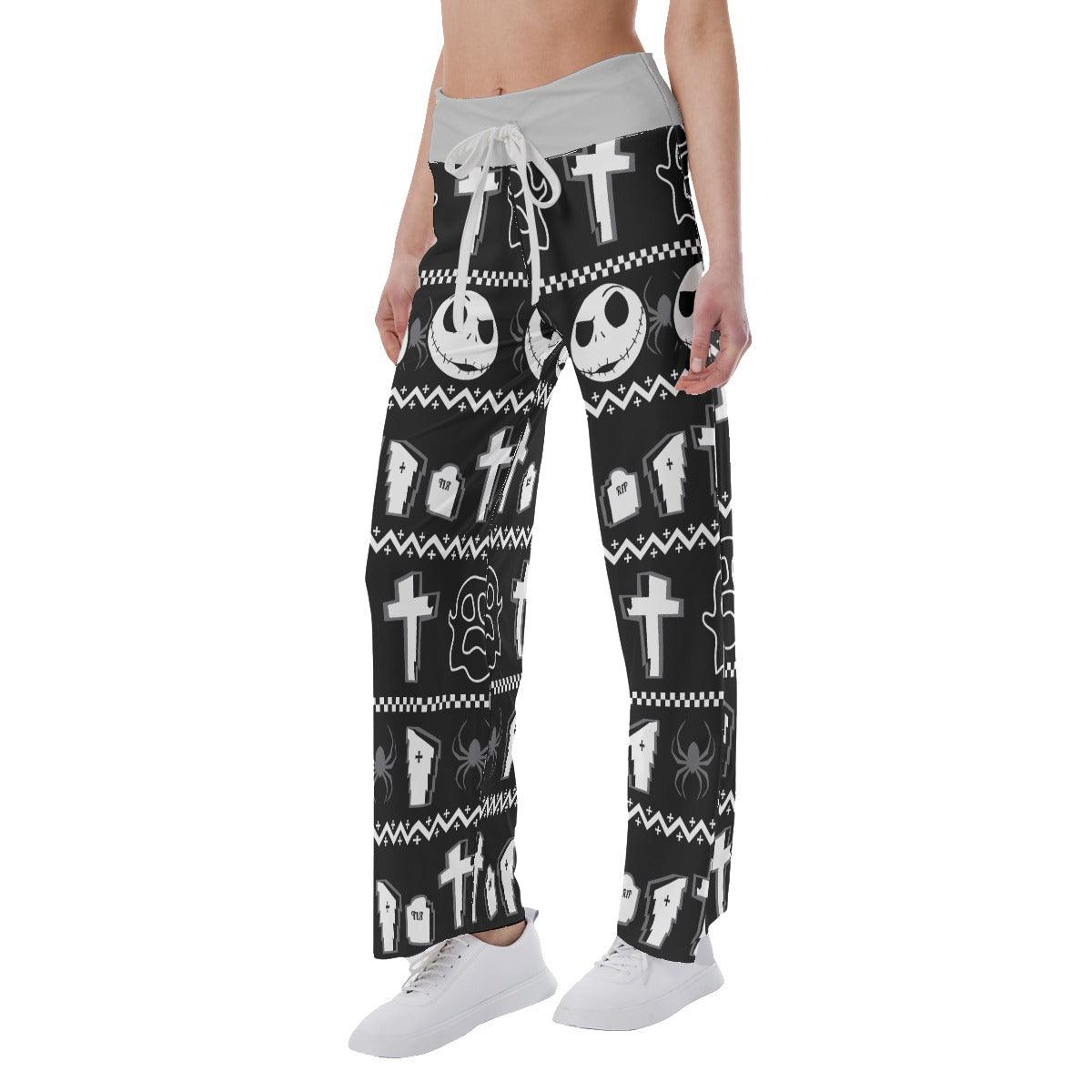 Goth Nightmare High-waisted Straight-leg Trousers - Wonder Skull