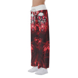 Red Energy Abstract Skull High-waisted Wide Leg Pants - Wonder Skull