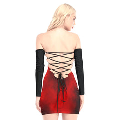 Skull Hell Planet Off-shoulder Back Lace-up Dress - Wonder Skull