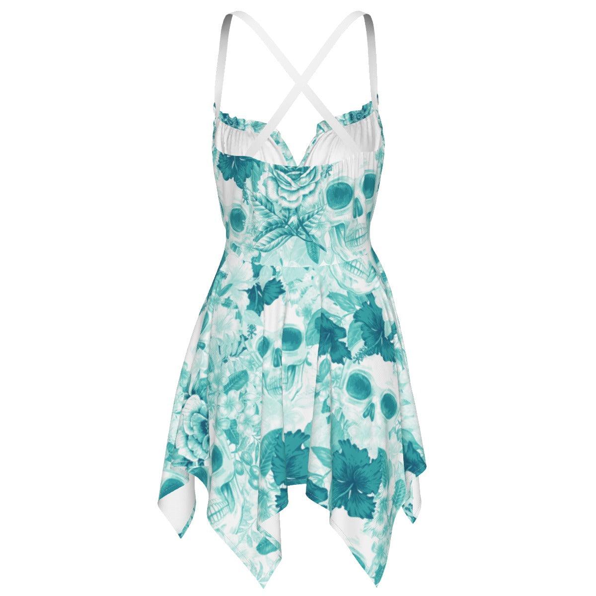 Skull Flower Colorfull Pattern All-Over Print Women's Slip Dress - Wonder Skull