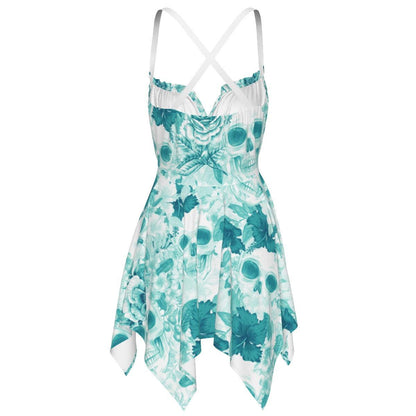 Skull Flower Colorfull Pattern All-Over Print Women's Slip Dress - Wonder Skull