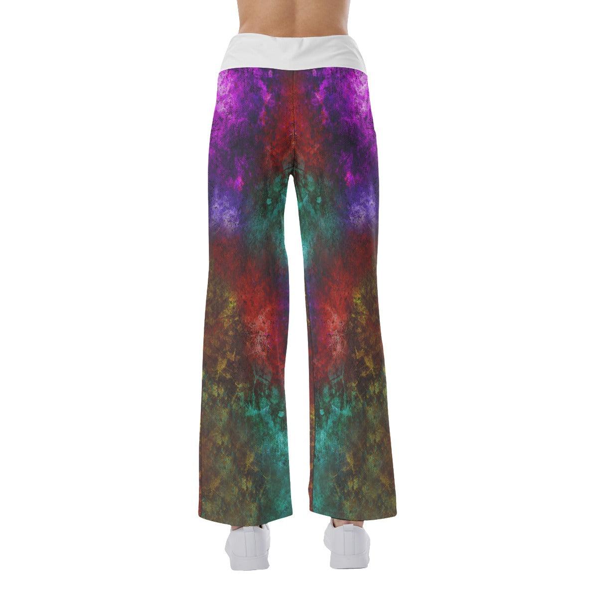 Night Wonder Skull Abtract Color High-waisted Wide Leg Pants - Wonder Skull