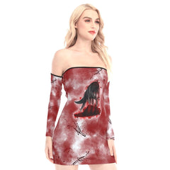 Bloodthirsty Wolf Off-shoulder Back Lace-up Dress - Wonder Skull