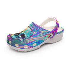 Skull Hologram All-Over Print Women's Classic Clogs - Wonder Skull