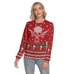 Viking Skull Christmas Slim Round Neck Sweatshirt - Wonder Skull