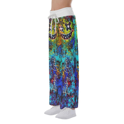 TieDye Skull Smile High-waisted Wide Leg Pants - Wonder Skull