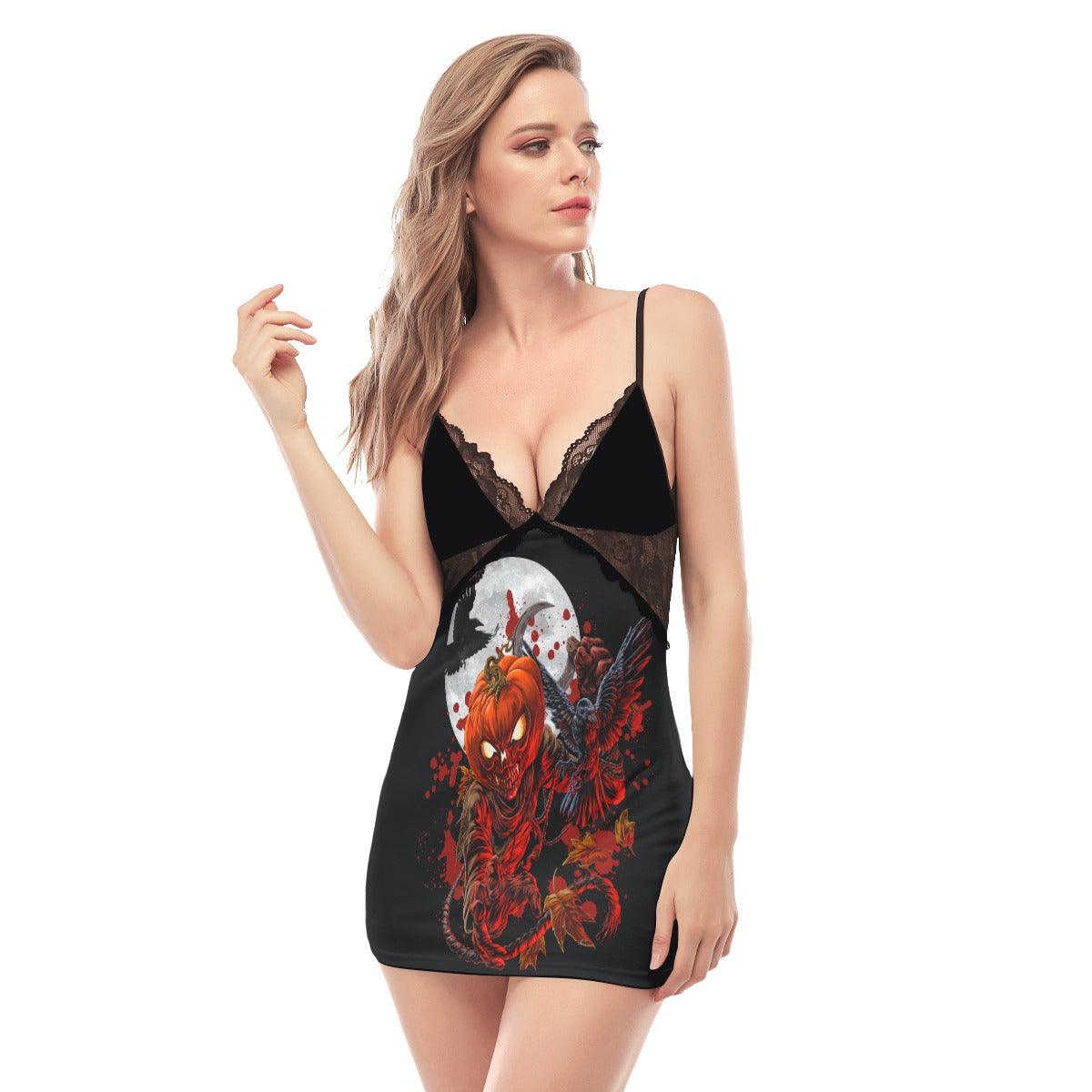 Horror Pumpkin Lace Chemise Nightgown - Wonder Skull