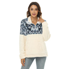 Blue Frozen Skull Fleece Sweatshirt With Half Zip - Wonder Skull