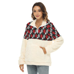 Argyle Skull Borg Fleece Sweatshirt With Half Zip - Wonder Skull