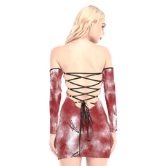 Bloodthirsty Wolf Off-shoulder Back Lace-up Dress - Wonder Skull