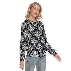 Gothic Skull Pattern Slim Round Neck Sweatshirt - Wonder Skull