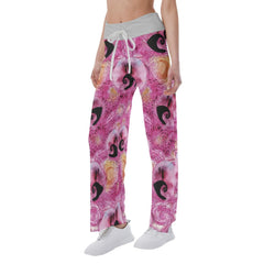 Pink Nightmare High-waisted Straight-leg Trousers For Women - Wonder Skull