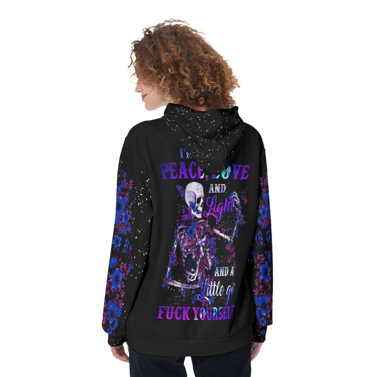 I'm Mostly Peace Love and Light Funny Hoodie For Women - Wonder Skull