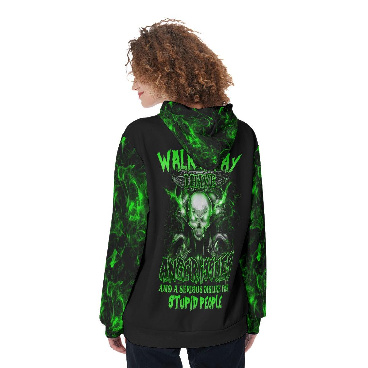 Walk Away I Have Anger Issues Funny Hoodie For Women - Wonder Skull
