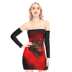 Skull Hell Planet Off-shoulder Back Lace-up Dress - Wonder Skull