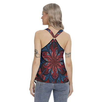 Rose Skull Gothic Women's Racing Tank Top With Irregular - Wonder Skull