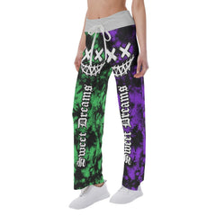 Sweet Dream Half Blue Purple High-waisted Wide Leg Pants - Wonder Skull