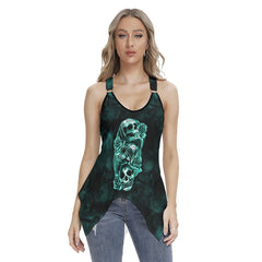 Hear No, See No, Speak No Racing Tank Top With Irregular Hem - Wonder Skull