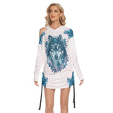 Pink Pastel Crytal Wolf One Shoulder Dress For Women - Wonder Skull