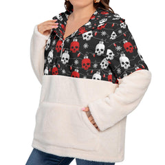 Skull Bauble Borg Fleece Hoodie With Half Zip - Wonder Skull