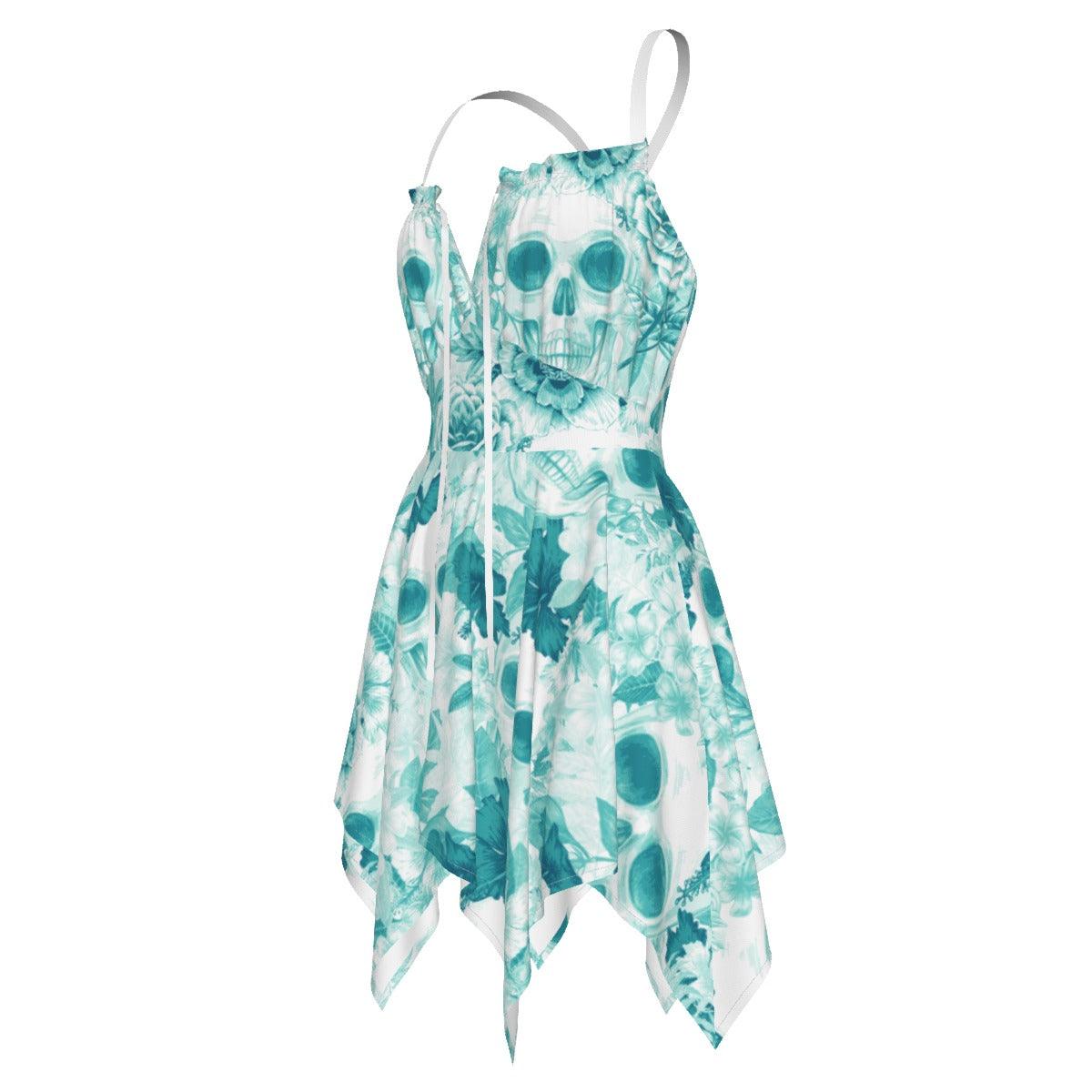Skull Flower Colorfull Pattern All-Over Print Women's Slip Dress - Wonder Skull