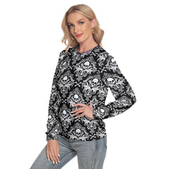 Gothic Skull Pattern Slim Round Neck Sweatshirt - Wonder Skull