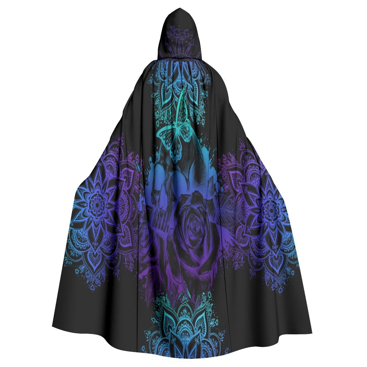 Purple Gradient Skull Mandala Hooded Cloak - Wonder Skull