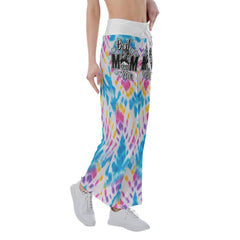 TieDye Blue Yelow Skull Mom High-waisted Wide Leg Pants - Wonder Skull