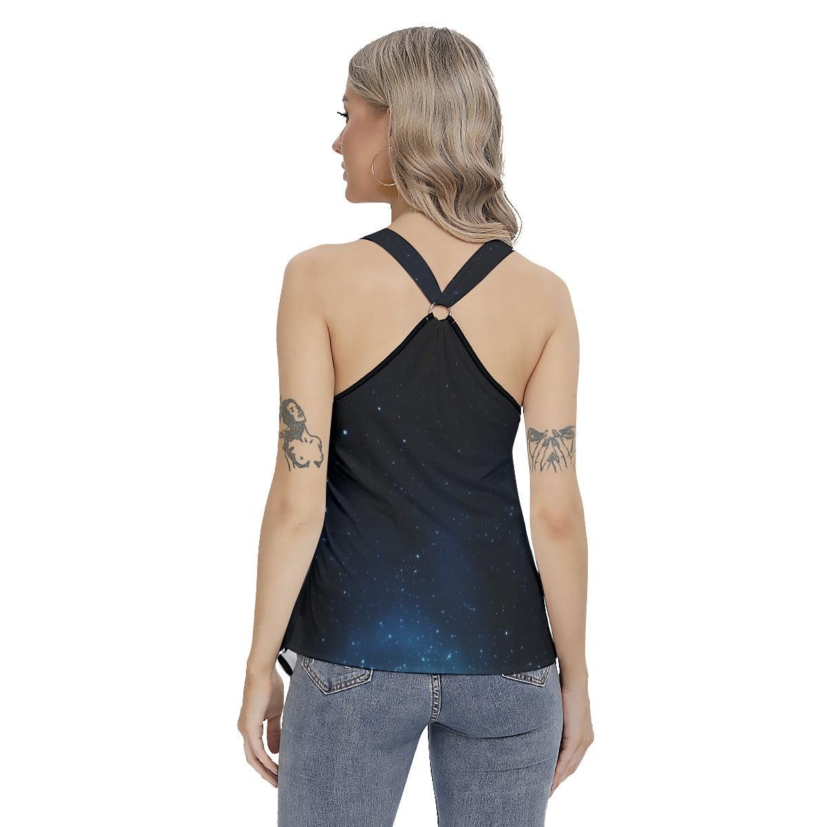 Pink Lips Skull Gothic Women's Racing Tank Top With Irregular - Wonder Skull
