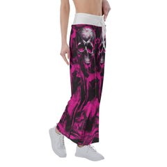 Pink Tornado Skull Psycho High-waisted Wide Leg Pants - Wonder Skull