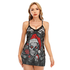 Gothic Christmas Skull Lace Cami Dress - Wonder Skull