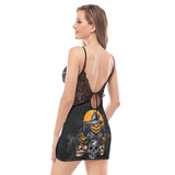 Scary Pumpkin And Skull Lace Chemise Nightgown - Wonder Skull