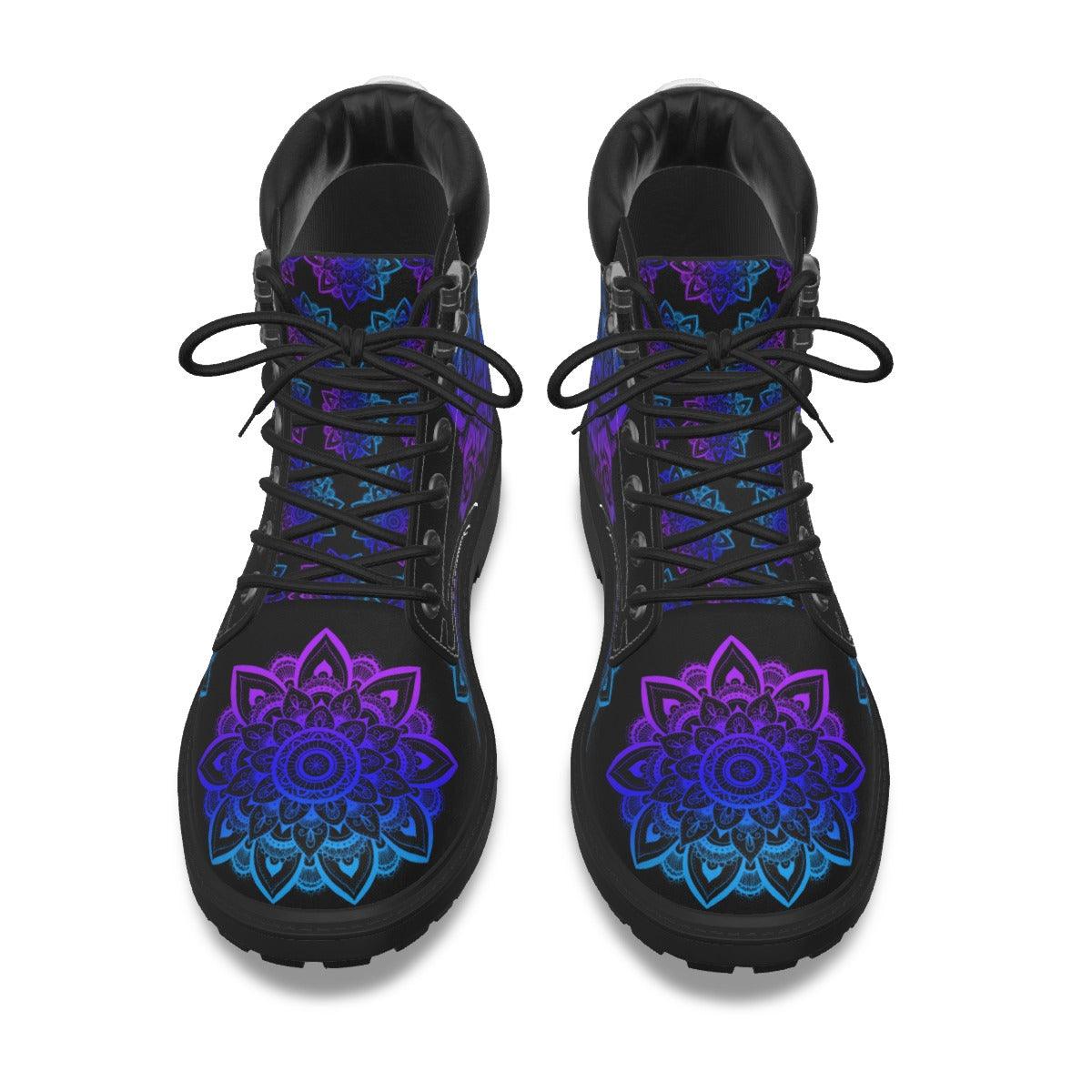 Skull Mandala Rose Cool All-Over Print Women's Short Boots - Wonder Skull