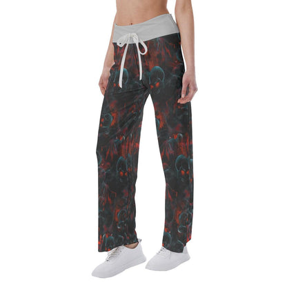 Skull Red Eye Pajama Pants Print Palazzo Lounge - Wonder Skull