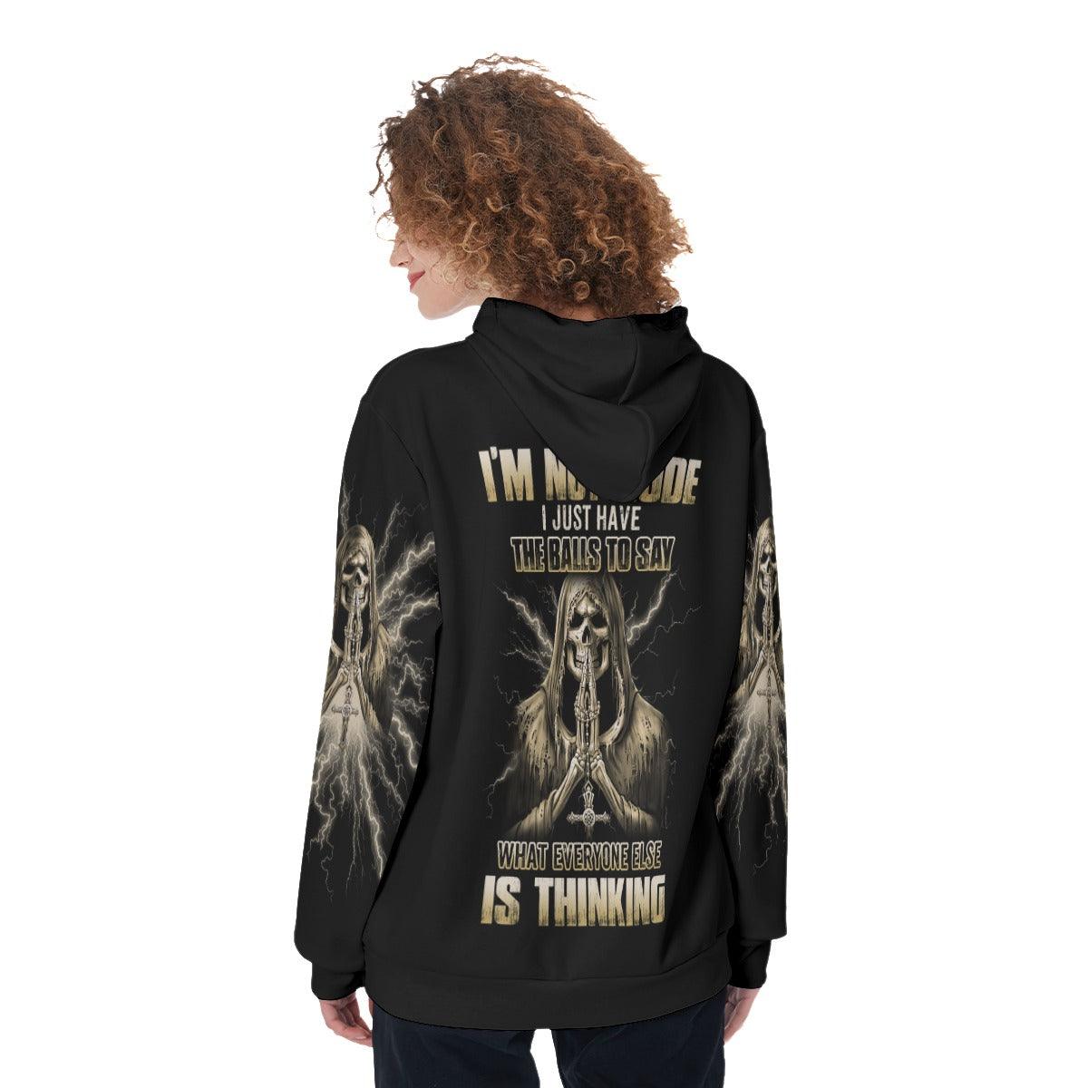 I'm Not Rude I Just Have The Balls To Say Funny Hoodie For Women - Wonder Skull